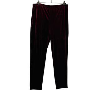 New Bechamel Womans Sz Large Pants Maroon Pull On Stretch Comfort Velvet NWT
